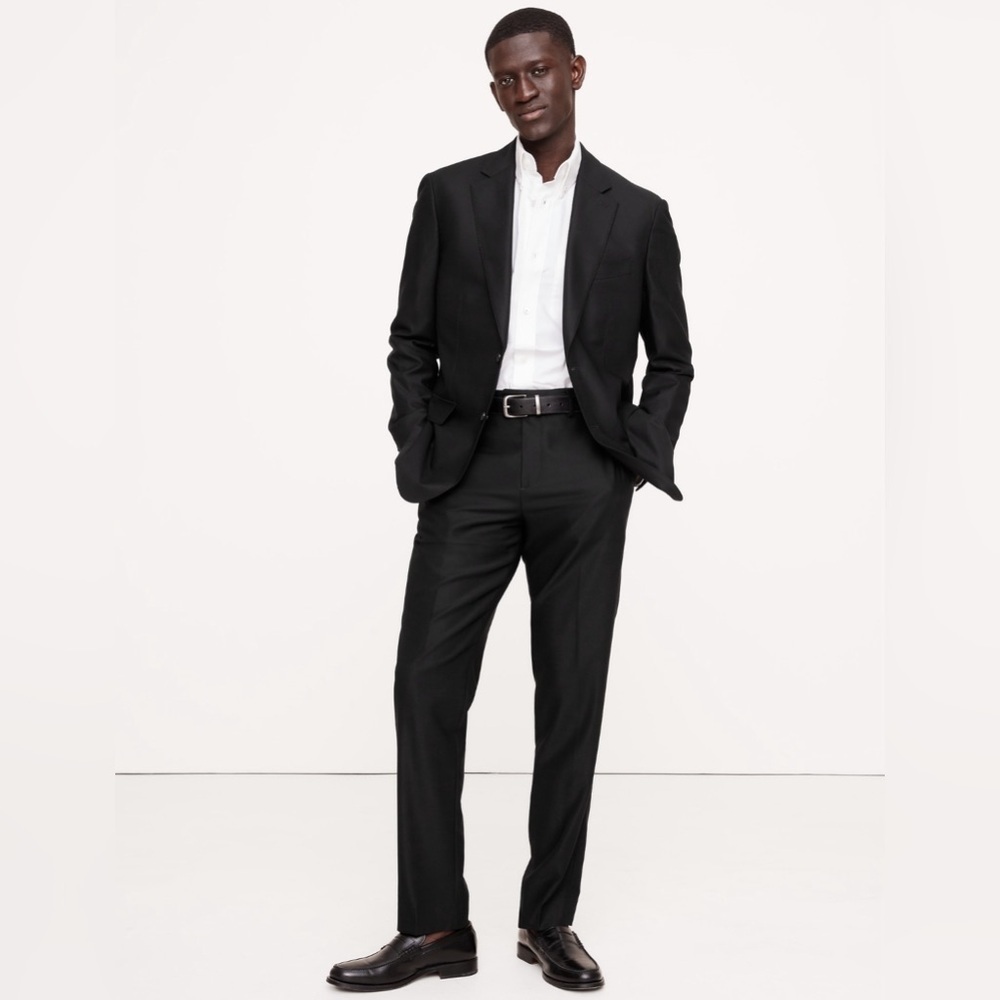 NWT! Banana Republic Black Signature Italian Hopsack Suit Pant - Multiple🩷